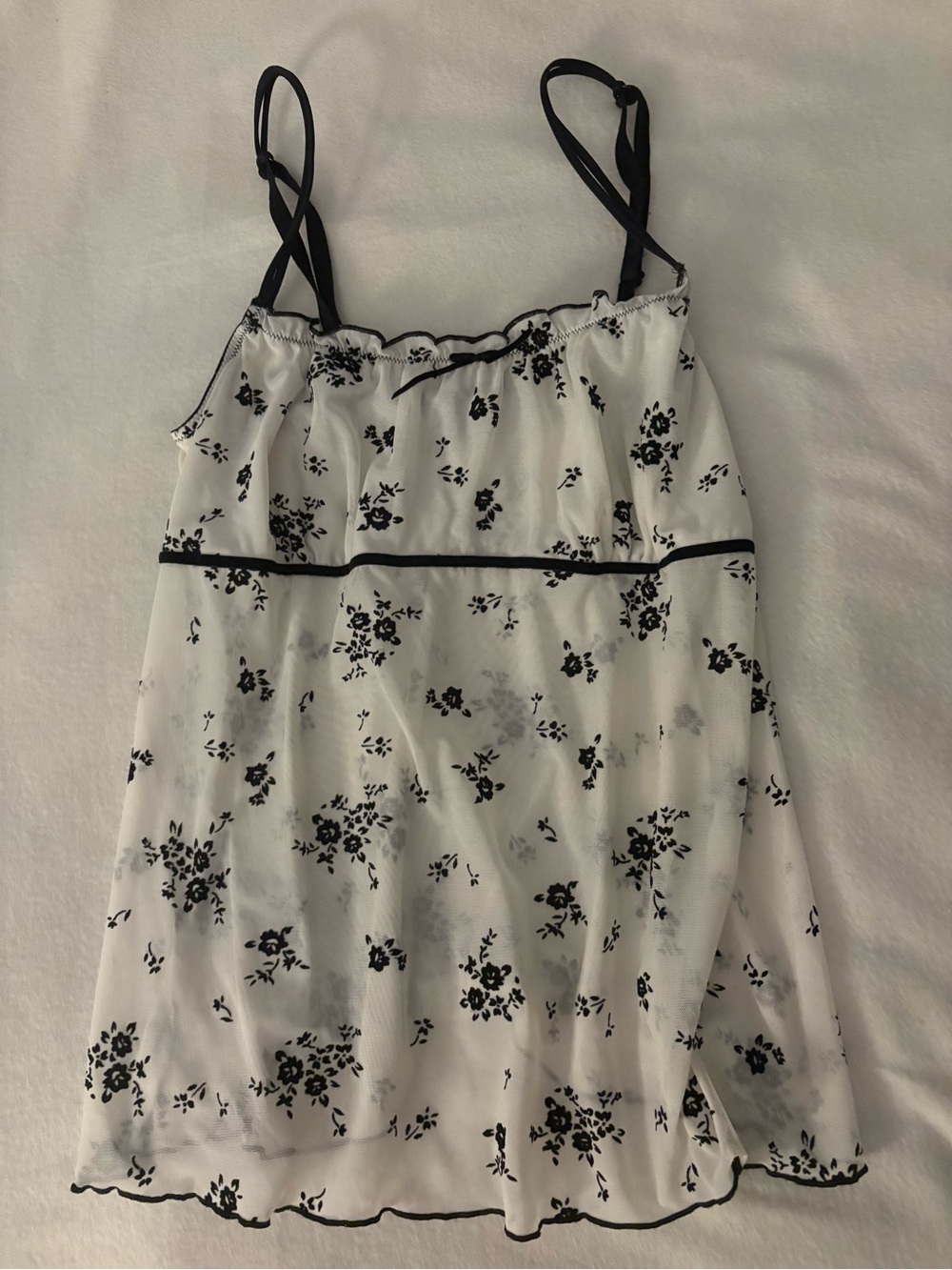 Sheer Floral Black and White Top
